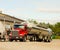 A milk delivery truck taking fuel in ontario