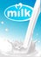 Milk design with pouring splash of milk