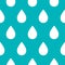 Milk drop, white water droplet or cream drip on blue background seamless pattern