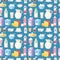 Milk everyday products food and milky dairy drinks vector seamless pattern background