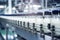 Milk factory. Robotic factory line for processing and bottling of milk