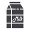 Milk glyph icon, food and drink, dairy sign