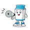 Milk happy hold handy loudspeaker mascot vector cartoon illustration