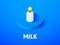 Milk isometric icon, isolated on color background