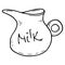 Milk jug icon. Vector of a ceramic milk jug. Hand drawn classic vintage milk jug