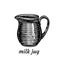 Milk jug scratchboard. vector illustration