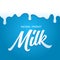 Milk logotype typography with splashes. Vector illustration.