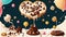 Milk Magic Illustrated Delight for Chocolate Chip Cookie Day.AI Generated