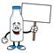 Milk Mascot holding a Sign