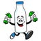 Milk Mascot running with Money