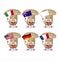 Milk mashroom cartoon character bring the flags of various countries