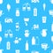 Milk and milk product theme icons seamless pattern eps10