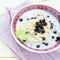 Milk oatmeal with blueberries