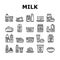 milk product dairy drink fresh icons set vector