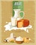 Milk products vintage vector poster
