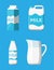 Milk set isolated on blue.