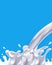 Milk splash with a blue background