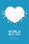 Milk splash Love Heart shape layer, World Milk Day concept flat design illustration