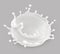 Milk splash. Natural dairy products. 3d vector