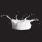 Milk splash vector illustration on black. 3d illustration. Realistic milk crown with Cows, sheeps, goats, soya, ric
