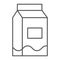 Milk thin line icon, drink and food, milk pack sign, vector graphics, a linear pattern on a white background.