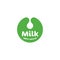 Milk vector logo template. Isolated drink and food shake. Green organic icon. Cow milk symbol. Natural logotype. Eco