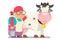 Milkmaid farmer granny adult rancher old age woman peasant character cartoon villager isolated flat design vector