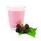 Milkshake with a blackberry and a leaf