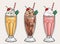 Milkshake cocktails set labels colorful