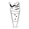 Milkshake with cream glass cup in black and white