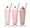 Milkshakes chocolate flavor ice cream set collection with cherry