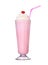 Milkshakes strawberry flavor with cherry and whipped cream