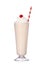 Milkshakes vanilla flavor with cherry on top and whipped cream