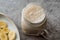 Milky Banana Smoothie in Mason Jar with Milk Milkshake