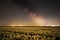 Milky way above a field of tulip fields in the Netherlands Spring Season