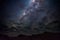 Milky Way arch, stars in the sky, the Namib desert in Namibia, Africa. The Small Magellanic Cloud on the left hand side.