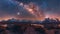 The Milky Way arching over a quiet mountain landscape