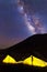 Milky way galaxy as seen from Gangabal Campsite on the Kashmir great lakes trek at Sonamarg, Jammu and Kashmir