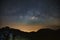 Milky Way Galaxy at Doi Luang Chiang Dao before sunrise. Long exposure photograph.With grain