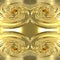 The Milky Way galaxy. Golden seamless texture of a swirling vortex with a center. Gold background with mirror twisted pattern