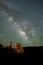 Milky Way Galaxy and group of lit hoodoos