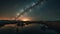 The Milky Way galaxy illuminates the tranquil night sky generated by AI