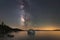 Milky Way Galaxy over Bonsai Rock, Lake Tahoe.