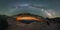 Milky Way Galaxy Panorama over Mesa Arch lit at night