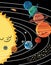 milky way galaxy solar system illustration in cute cartoon style