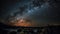 Milky Way illuminates majestic mountain range in wide angle landscape generated by AI