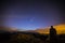 Milky way and Neowise comet in Santuari De La Mare De Deu Del Mont church, Spain