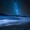 Milky way over foggy valley near Castelluccio, Italy