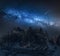 Milky way over Koscieliska valley in Tatras in winter