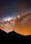 Milky Way over Mt Ausangate and the Andes mountains. Cusco, Peru
